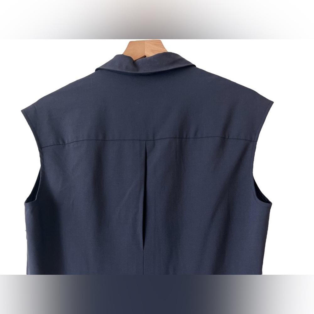 MM Lafleur Navy Catherine Dress Collared Midi Size 14 - Picture 14 of 16